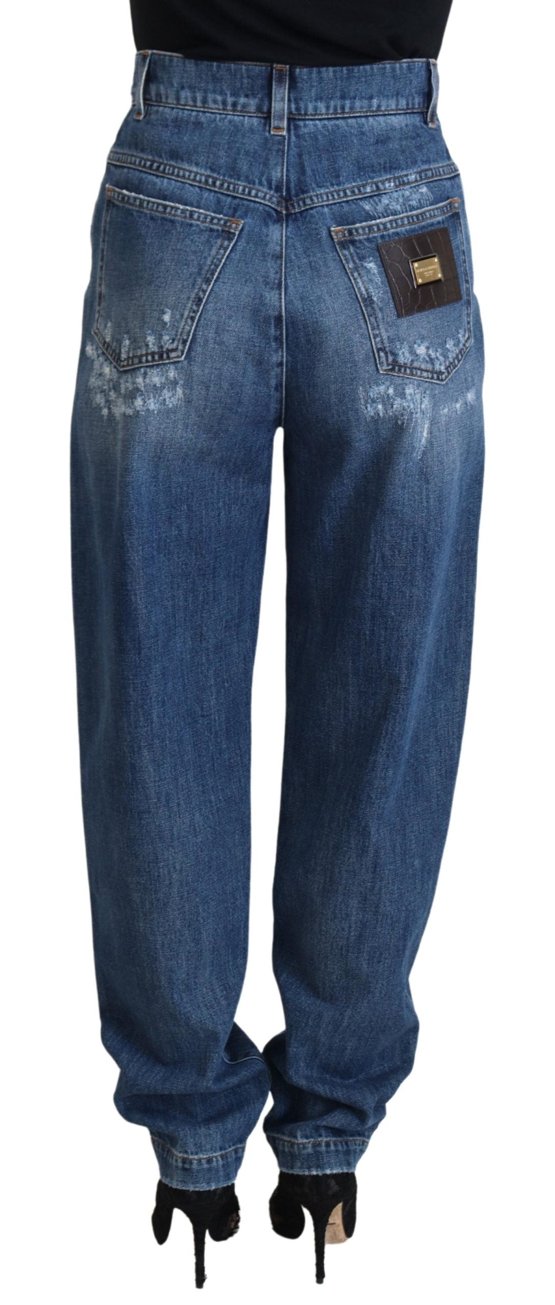 Jean en denim délavé et déchiré en coton bleu Dolce & Gabbana