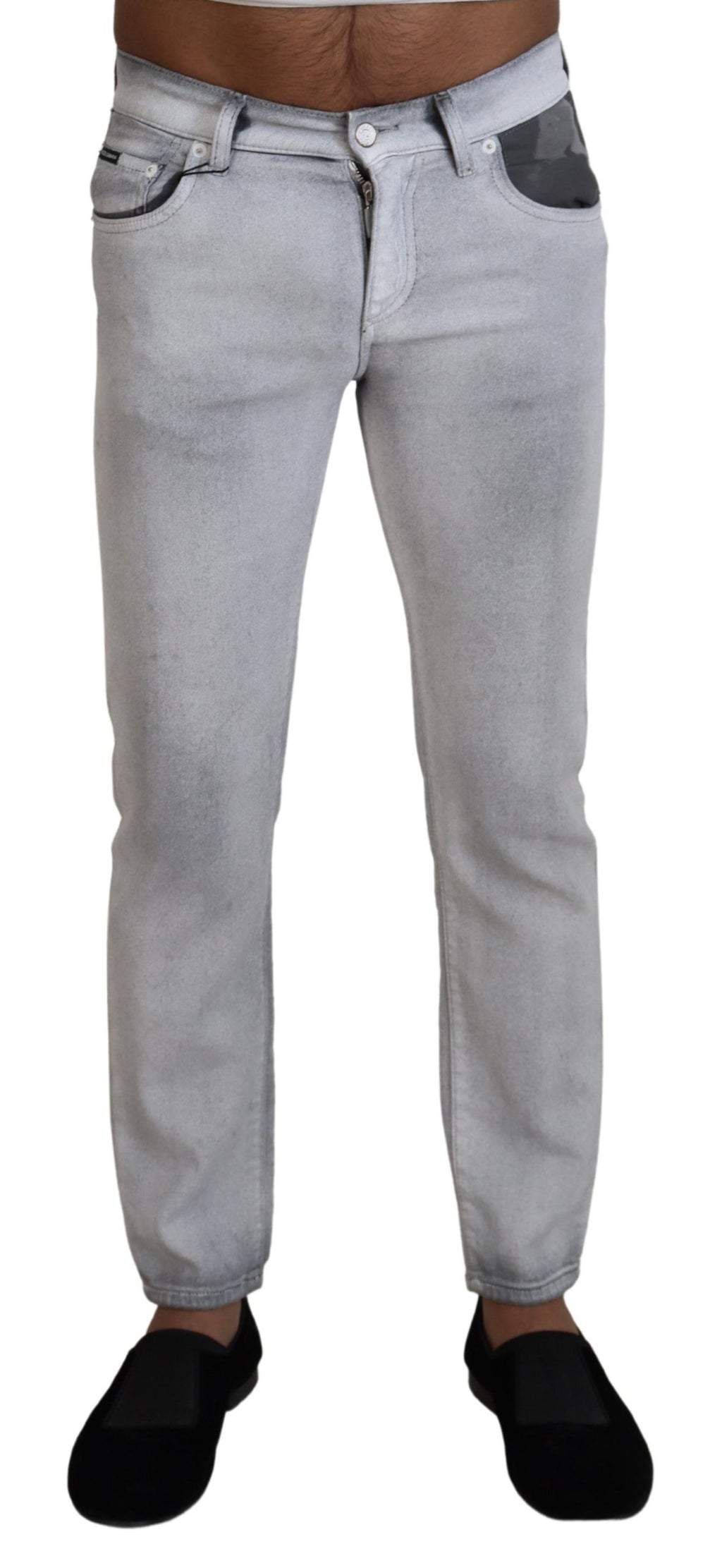 Jean slim délavé gris pour homme Dolce & Gabbana