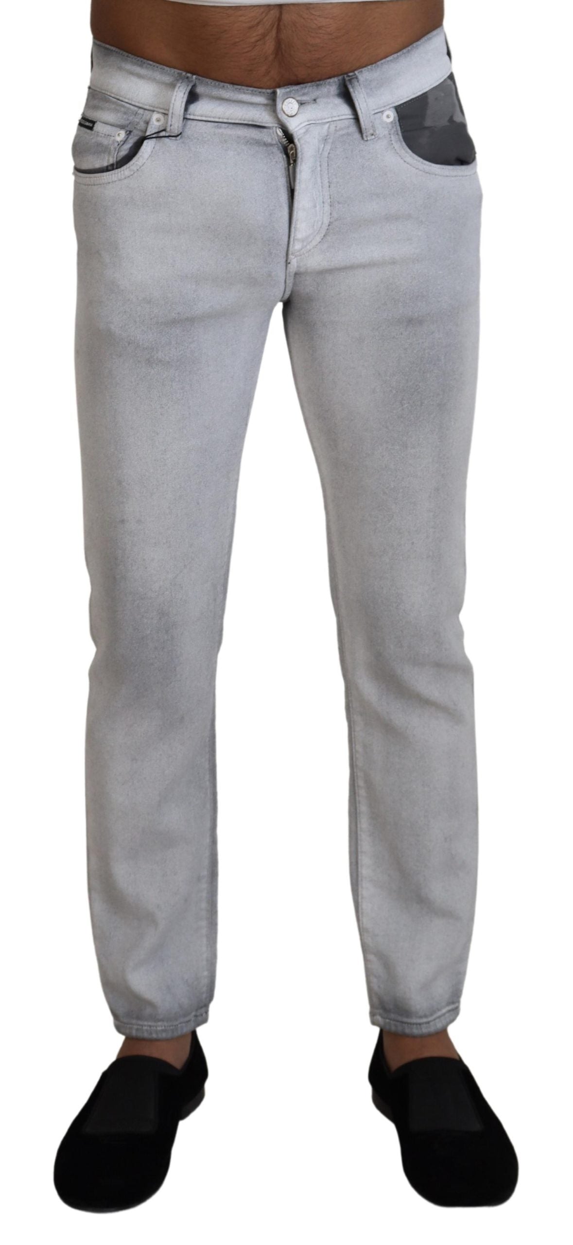 Jean slim délavé gris pour homme Dolce & Gabbana