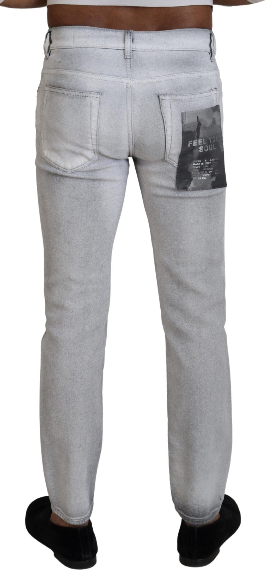 Jean slim délavé gris pour homme Dolce & Gabbana