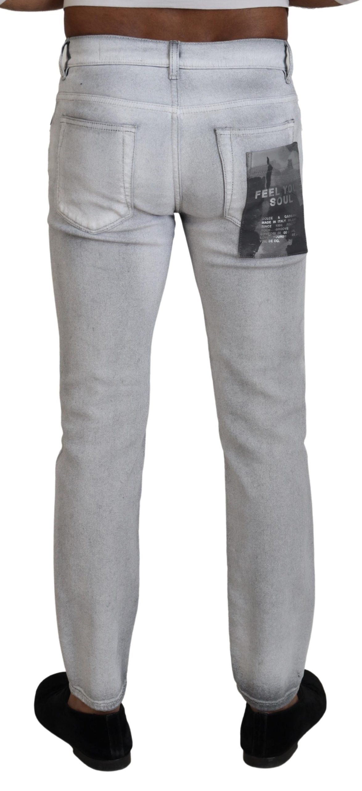Jean slim délavé gris pour homme Dolce & Gabbana