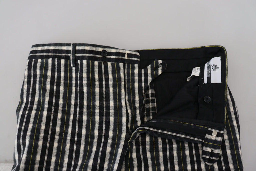 BENCIVENGA Schwarze karierte Freizeithose aus Baumwolle
