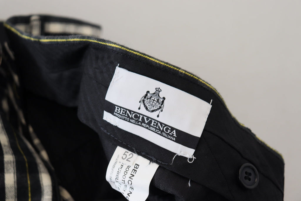 BENCIVENGA Schwarze karierte Freizeithose aus Baumwolle