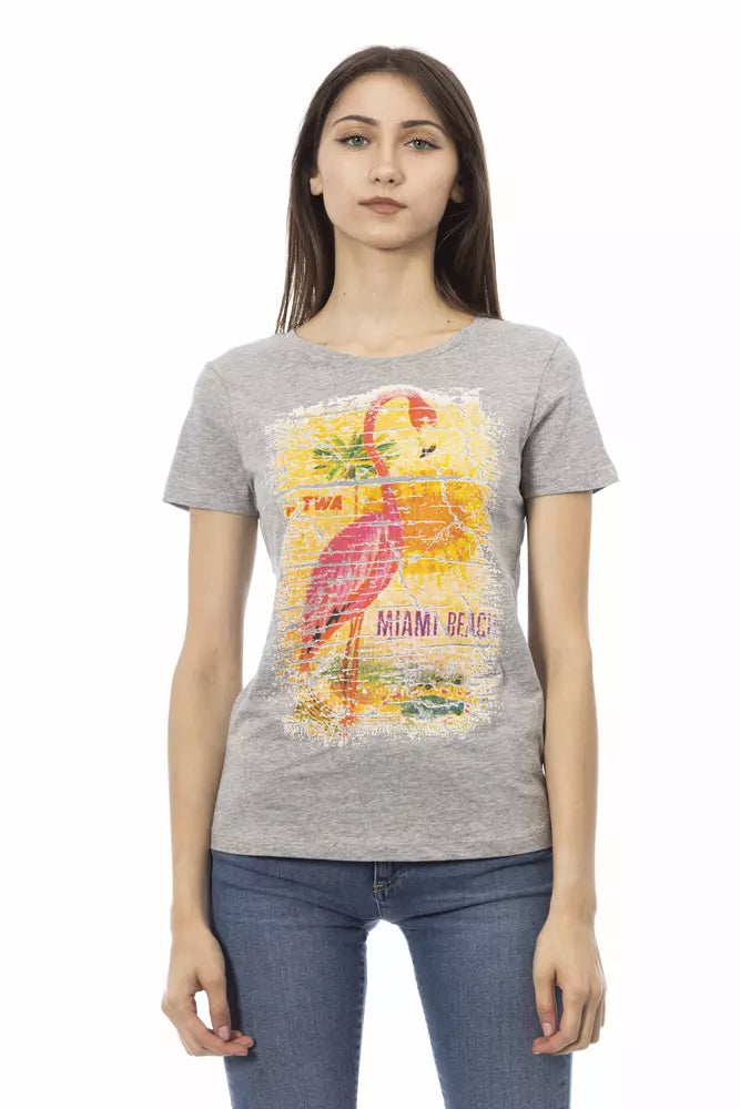 T-shirt en coton gris pour femme Trussardi Action