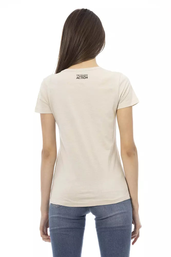 T-shirt en coton beige Trussardi Action pour femme