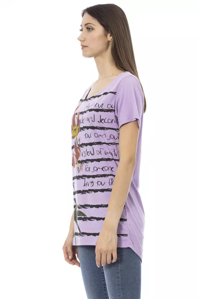T-shirt femme en coton violet Trussardi Action