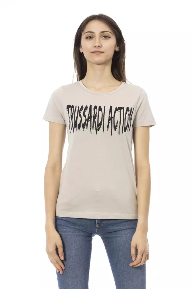 T-shirt en coton beige Trussardi Action pour femme