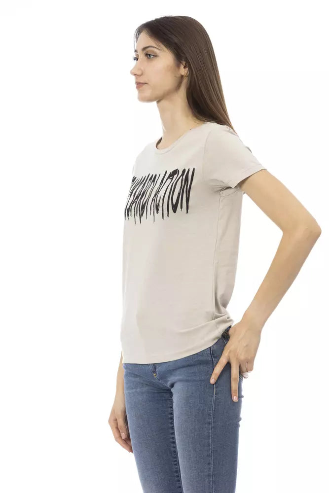 T-shirt en coton beige Trussardi Action pour femme
