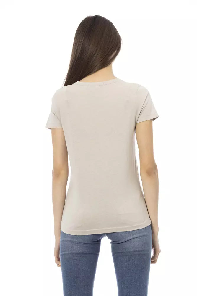 T-shirt en coton beige Trussardi Action pour femme