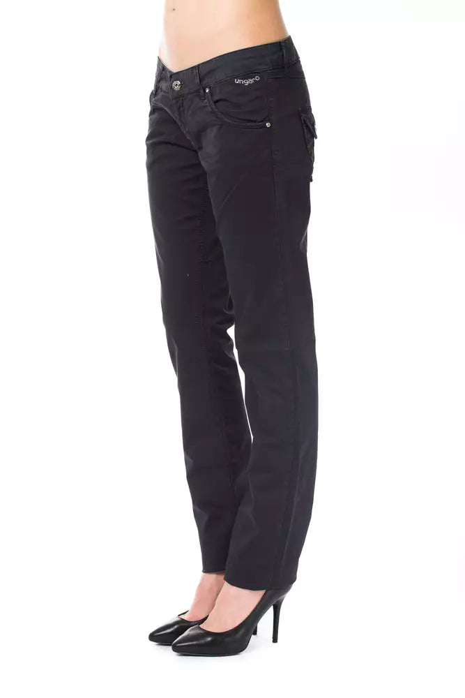 Pantalon coupe droite en coton bleu Ungaro Fever pour femme