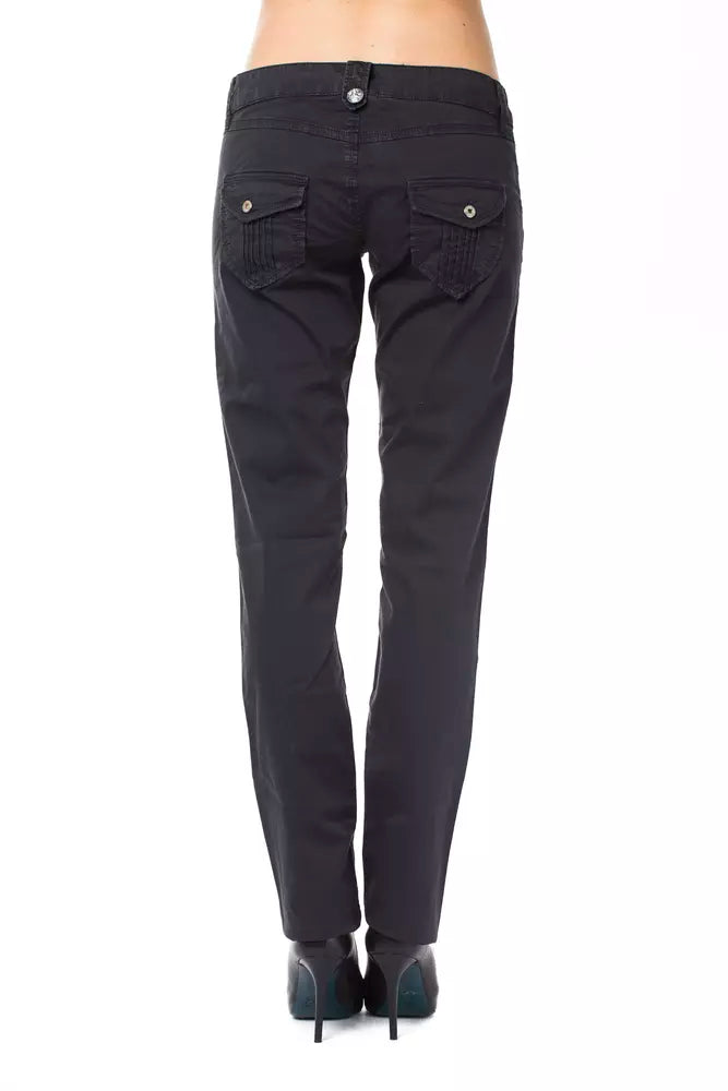 Pantalon coupe droite en coton bleu Ungaro Fever pour femme