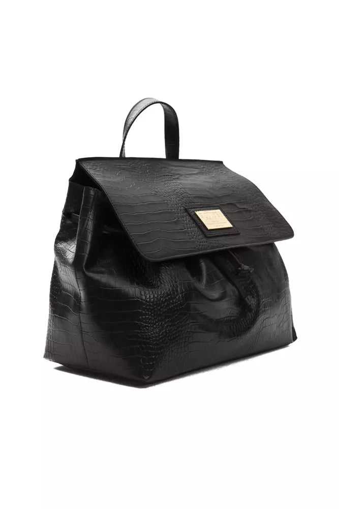 Pompei Donatella Schwarze Leder-Umhängetasche für Damen
