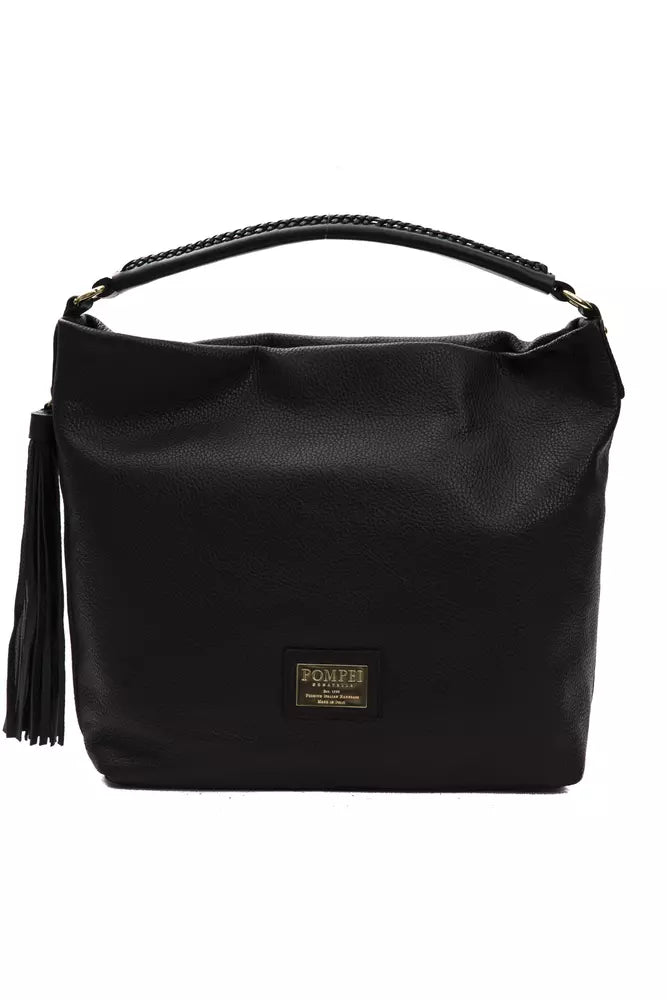 Pompei Donatella Schwarze Leder-Umhängetasche für Damen