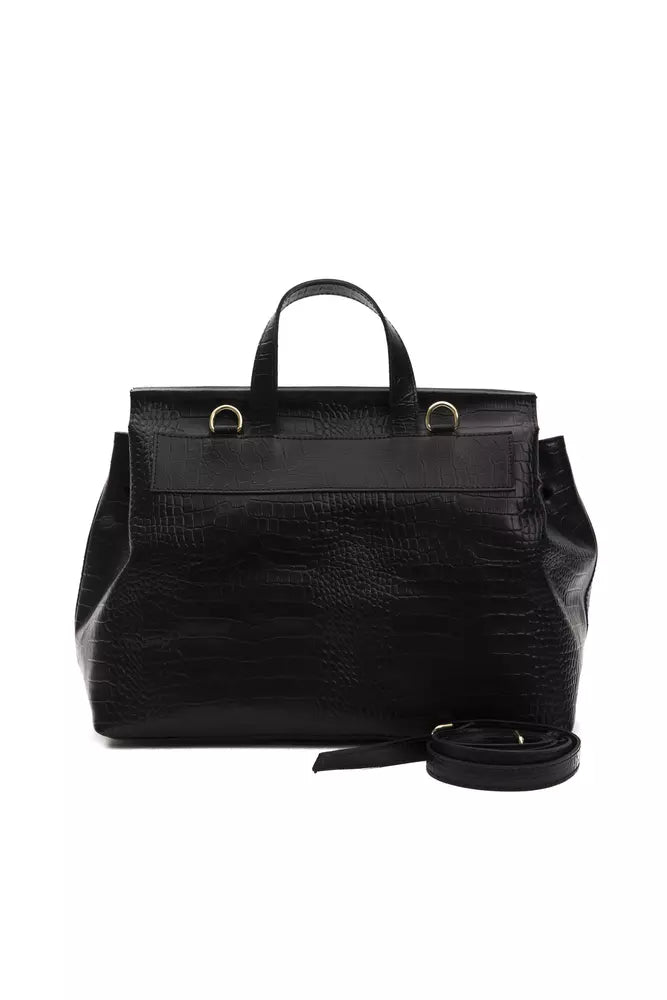 Pompei Donatella Schwarze Leder-Umhängetasche für Damen