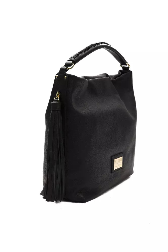 Pompei Donatella Schwarze Leder-Umhängetasche für Damen