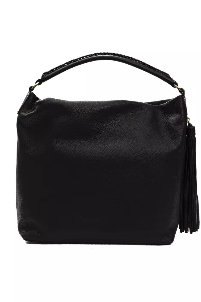 Pompei Donatella Schwarze Leder-Umhängetasche für Damen