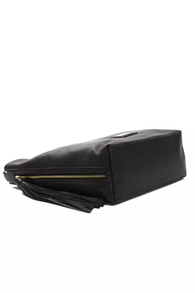 Pompei Donatella Schwarze Leder-Umhängetasche für Damen