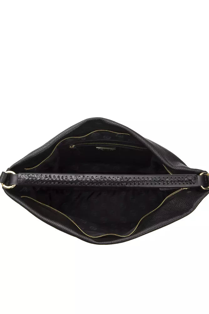 Pompei Donatella Schwarze Leder-Umhängetasche für Damen