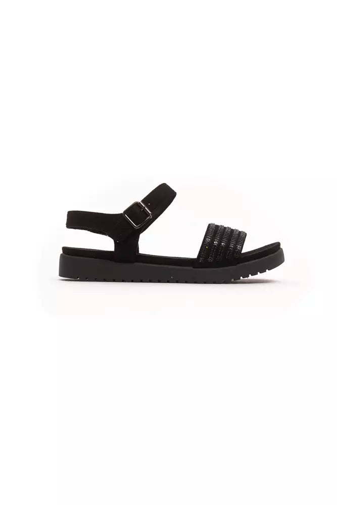 Péché Originel Damen-Sandale aus schwarzem Textil