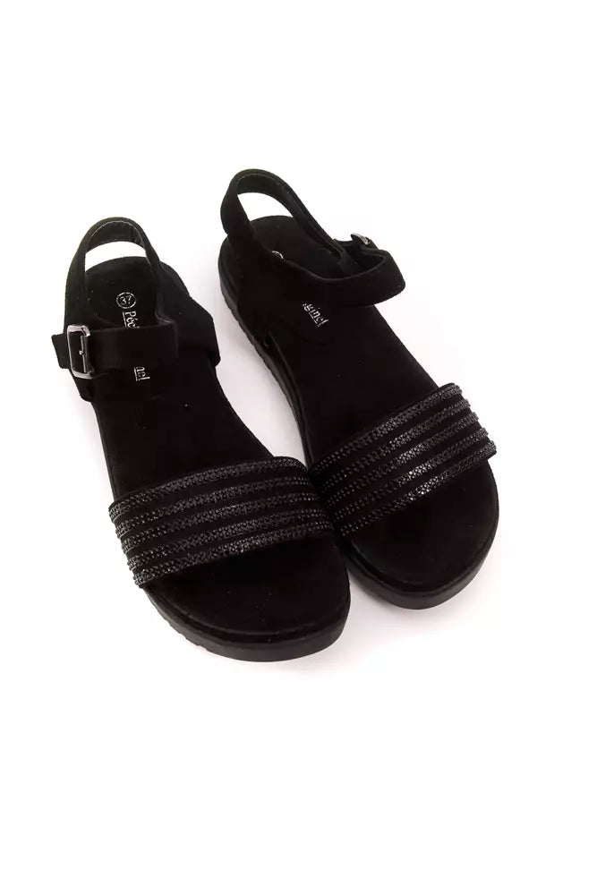 Péché Originel Damen-Sandale aus schwarzem Textil