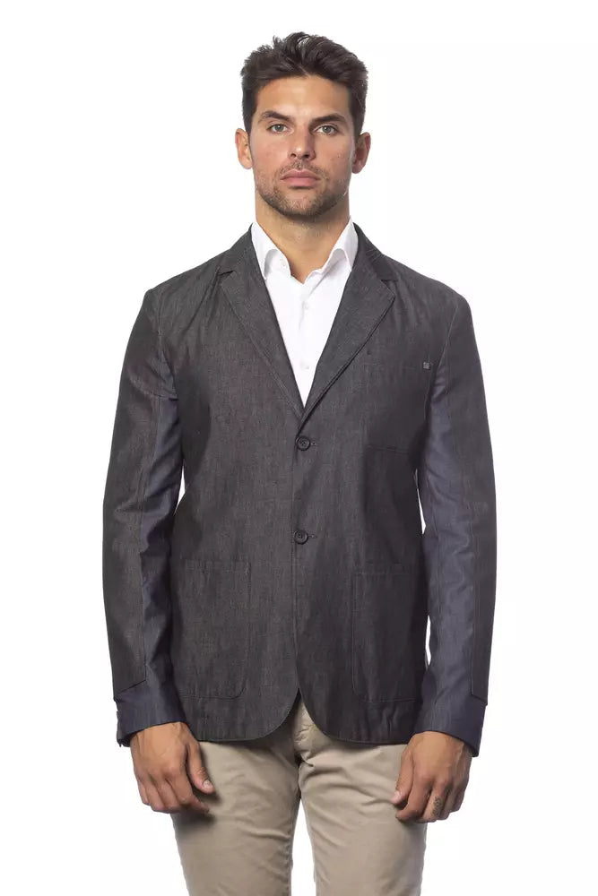 Blazer simple boutonnage en coton gris Verri pour homme