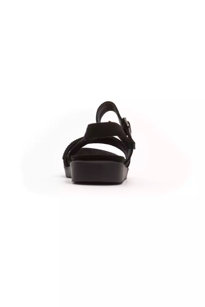 Péché Originel Damen-Sandale aus schwarzem Textil