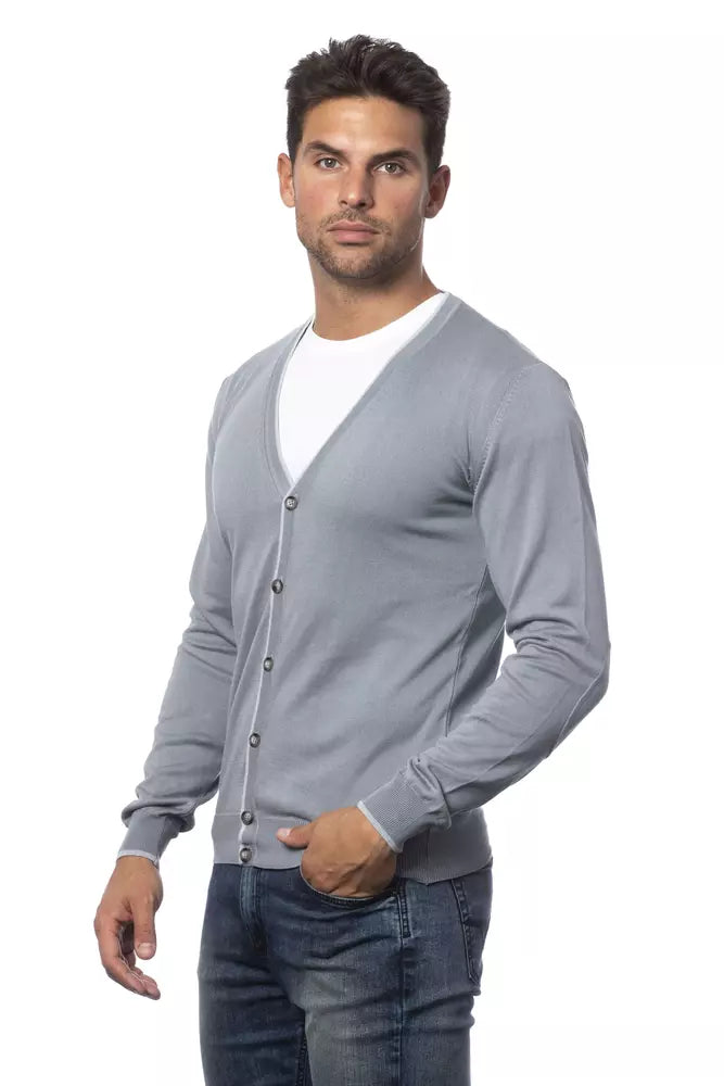 Verri Graue Herren-Strickjacke aus Baumwolle