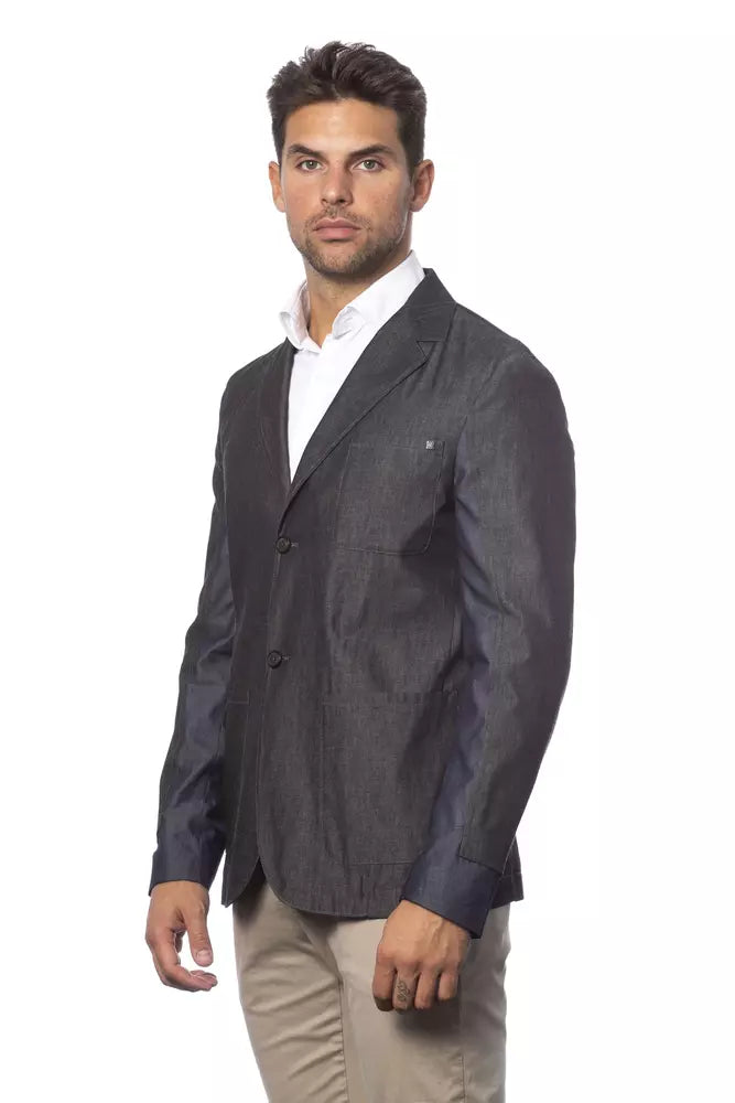 Blazer simple boutonnage en coton gris Verri pour homme
