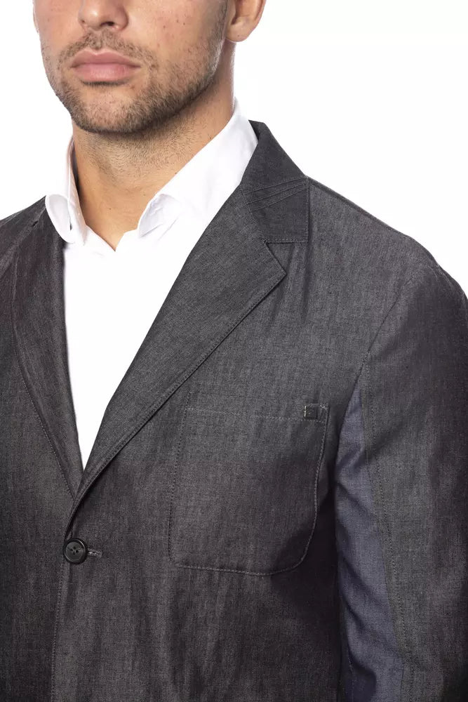 Blazer simple boutonnage en coton gris Verri pour homme
