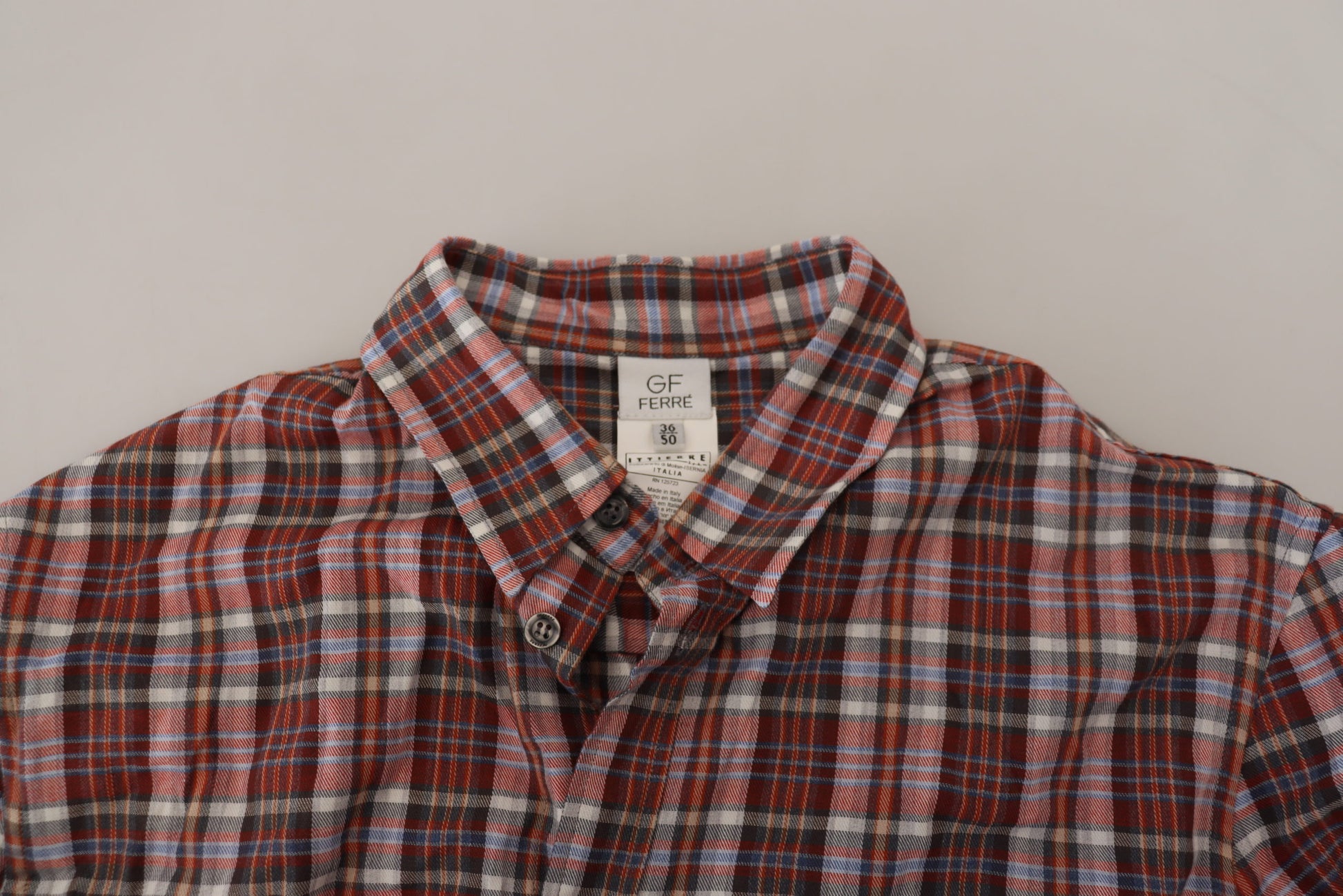 Chemise décontractée GF Ferre à manches longues en coton à carreaux multicolores