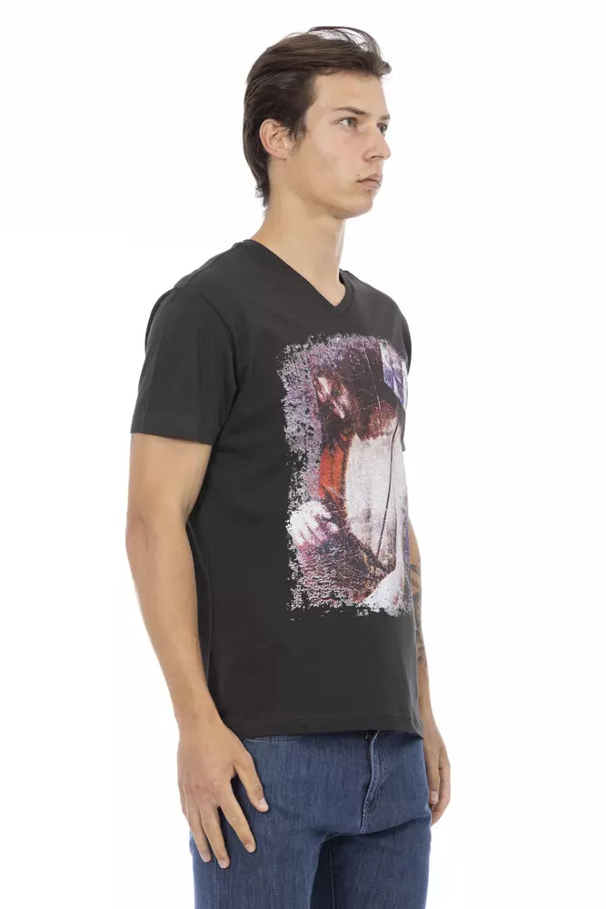 T-shirt noir en coton pour homme Trussardi Action
