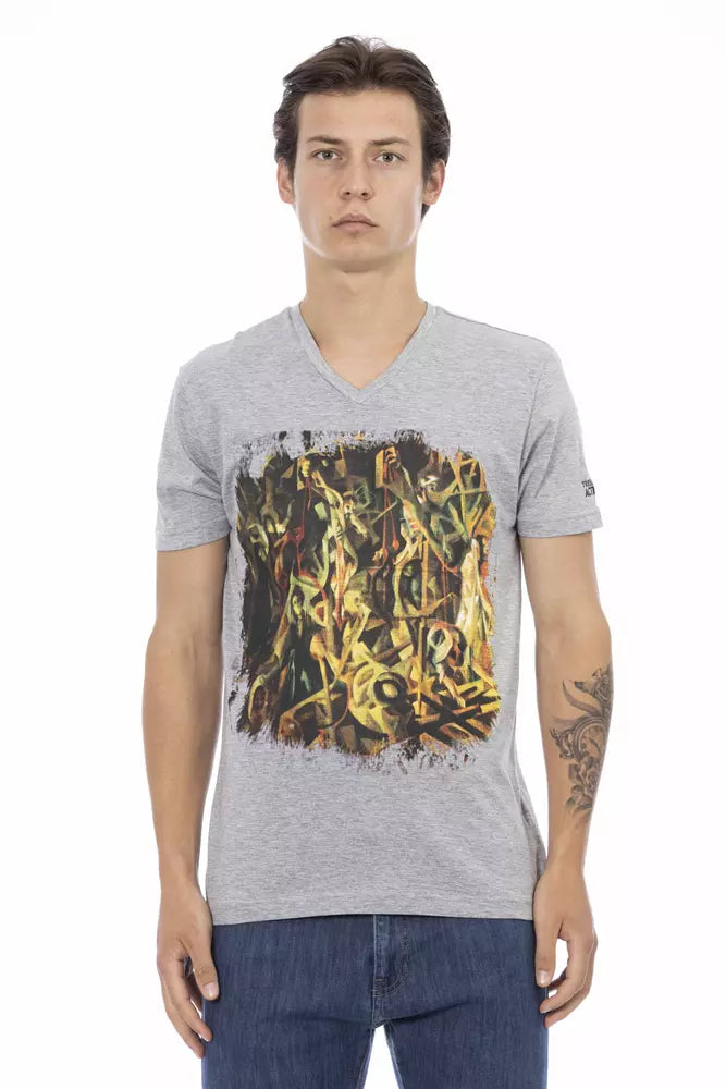 T-shirt gris en coton Trussardi Action pour homme