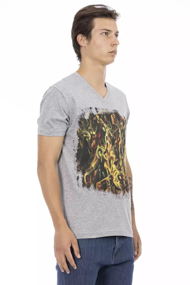 T-shirt gris en coton Trussardi Action pour homme
