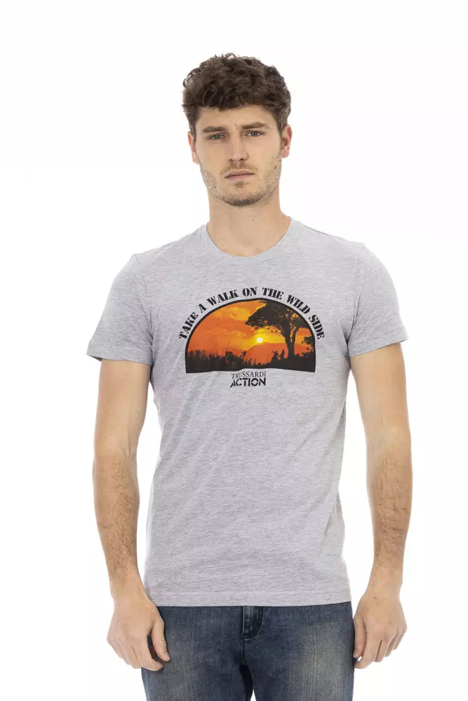 T-shirt gris en coton Trussardi Action pour homme