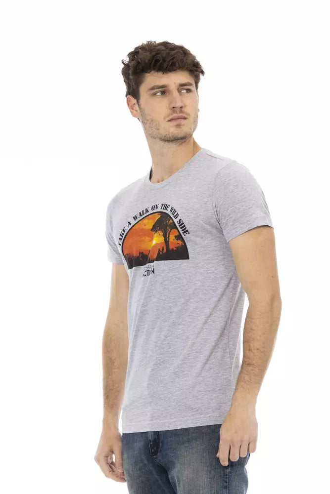 T-shirt gris en coton Trussardi Action pour homme