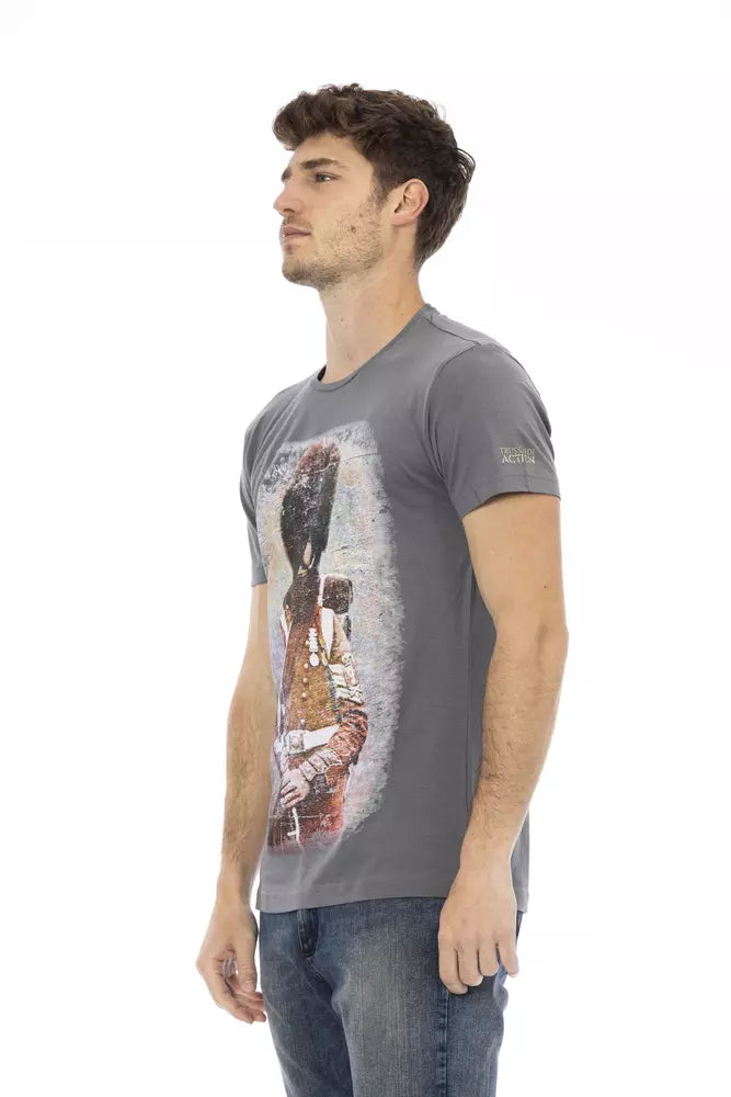 T-shirt gris en coton Trussardi Action pour homme