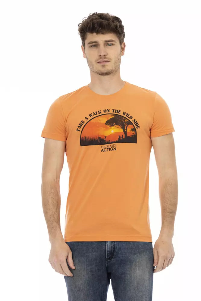 T-shirt orange en coton Trussardi Action pour homme