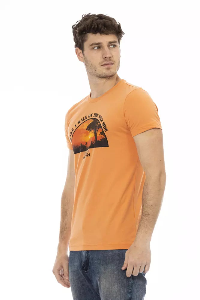 T-shirt orange en coton Trussardi Action pour homme