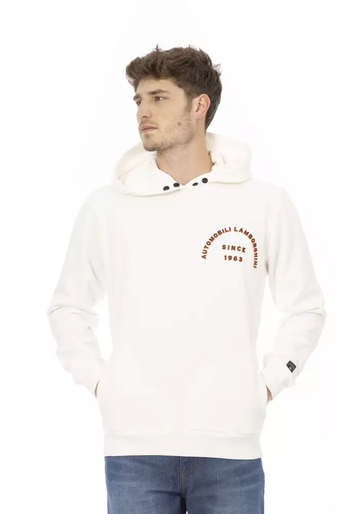 Pull Homme Automobili Lamborghini en Coton Blanc