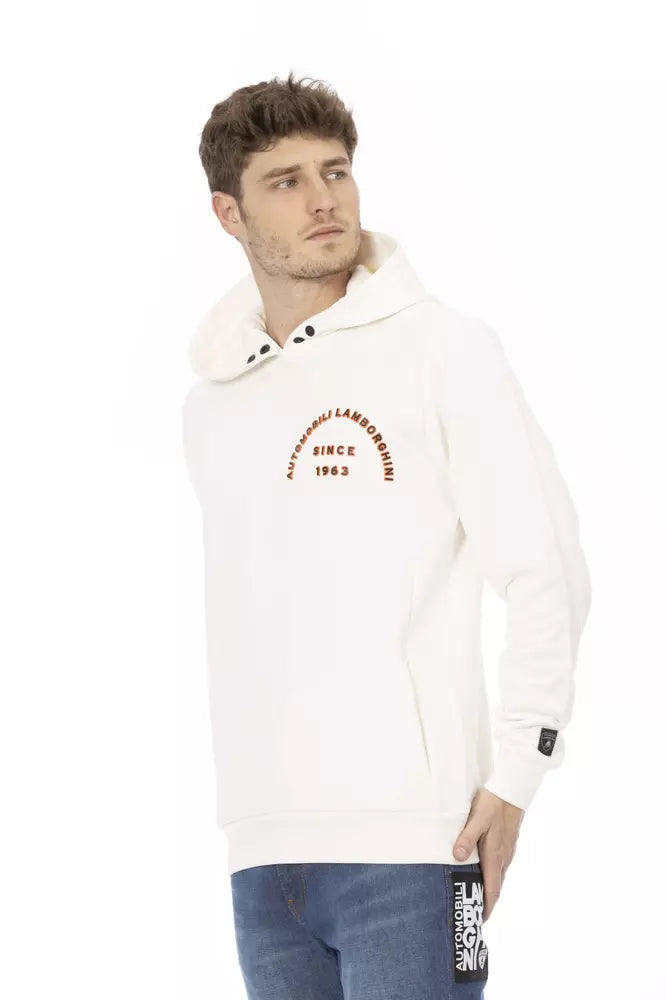 Pull Homme Automobili Lamborghini en Coton Blanc
