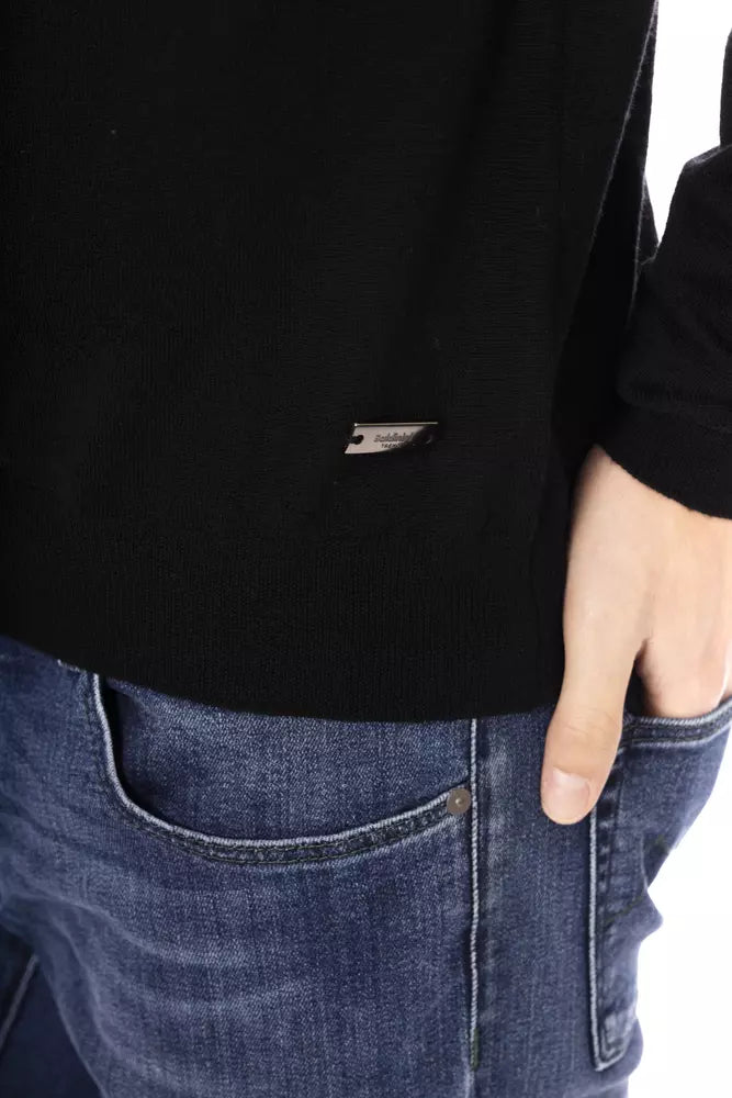 Baldinini Trend Black Fabric Men Sweater Turtleneck