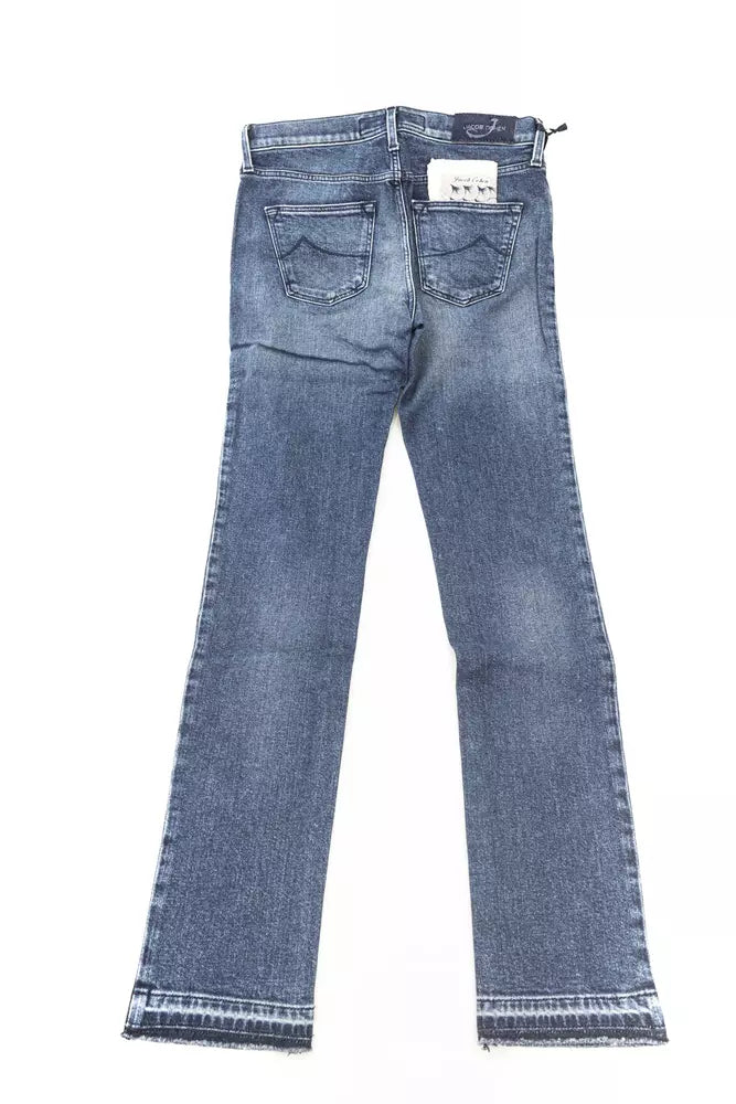 Jacob Cohen Blaue Damenjeans aus Baumwolle mit Ponyfell-Etikett