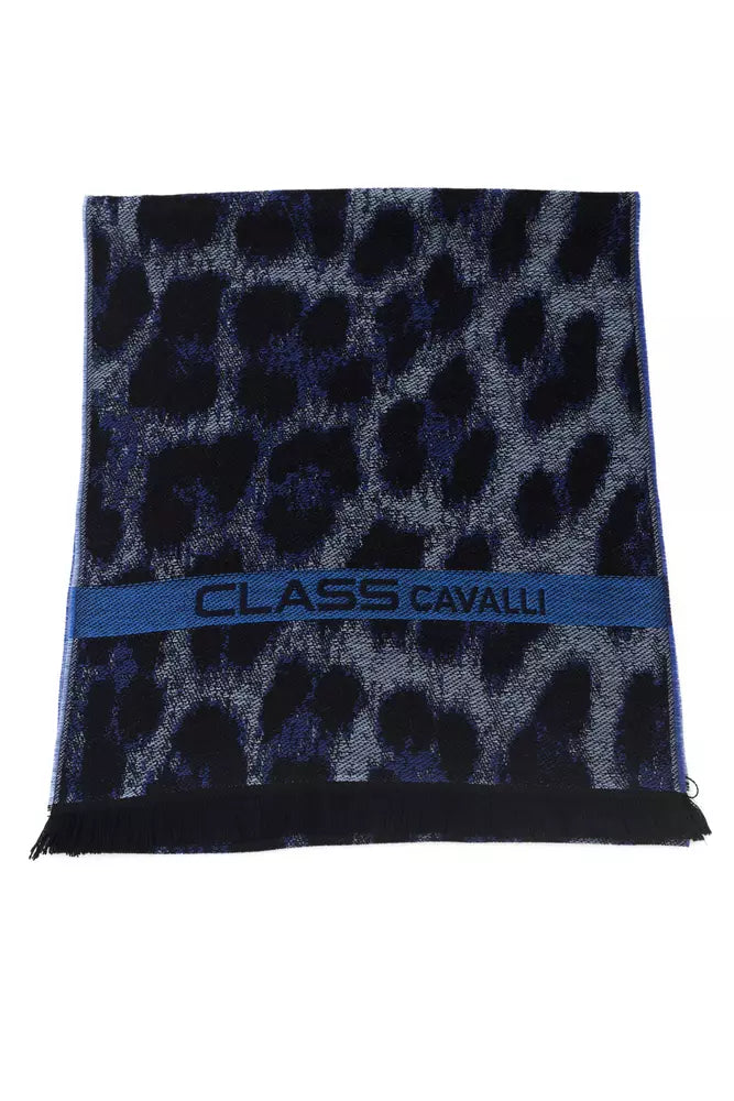 Écharpe homme en laine bleue Cavalli Class