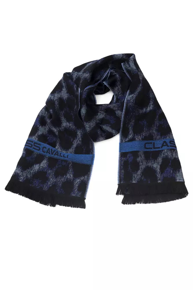 Écharpe homme en laine bleue Cavalli Class