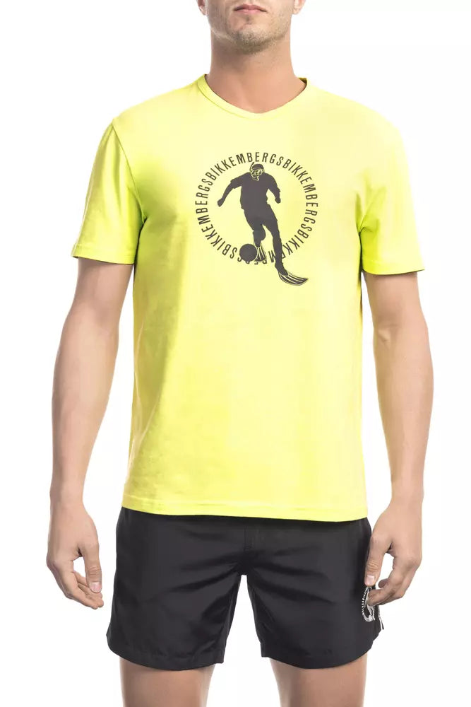 T-shirt jaune en coton pour homme Bikkembergs
