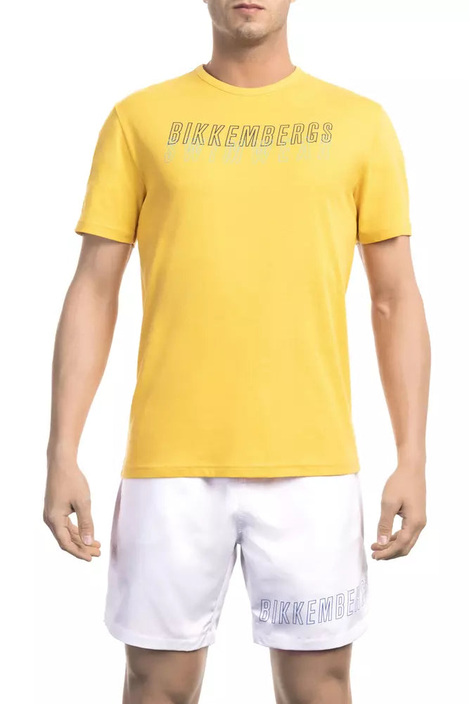 T-shirt jaune en coton pour homme Bikkembergs