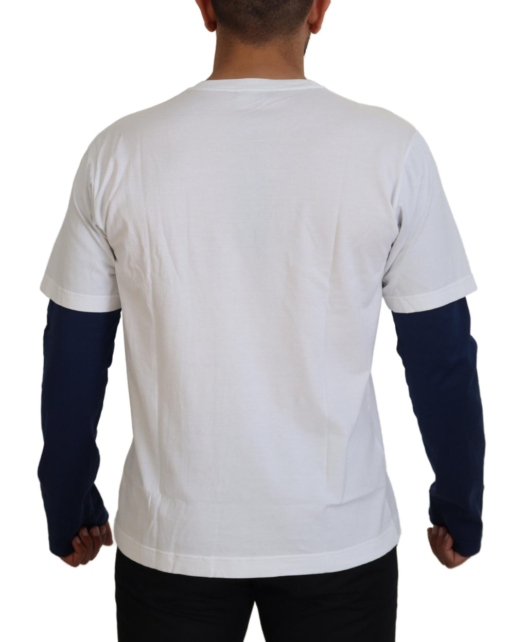 Pull Dolce & Gabbana blanc bleu motif couronne DG