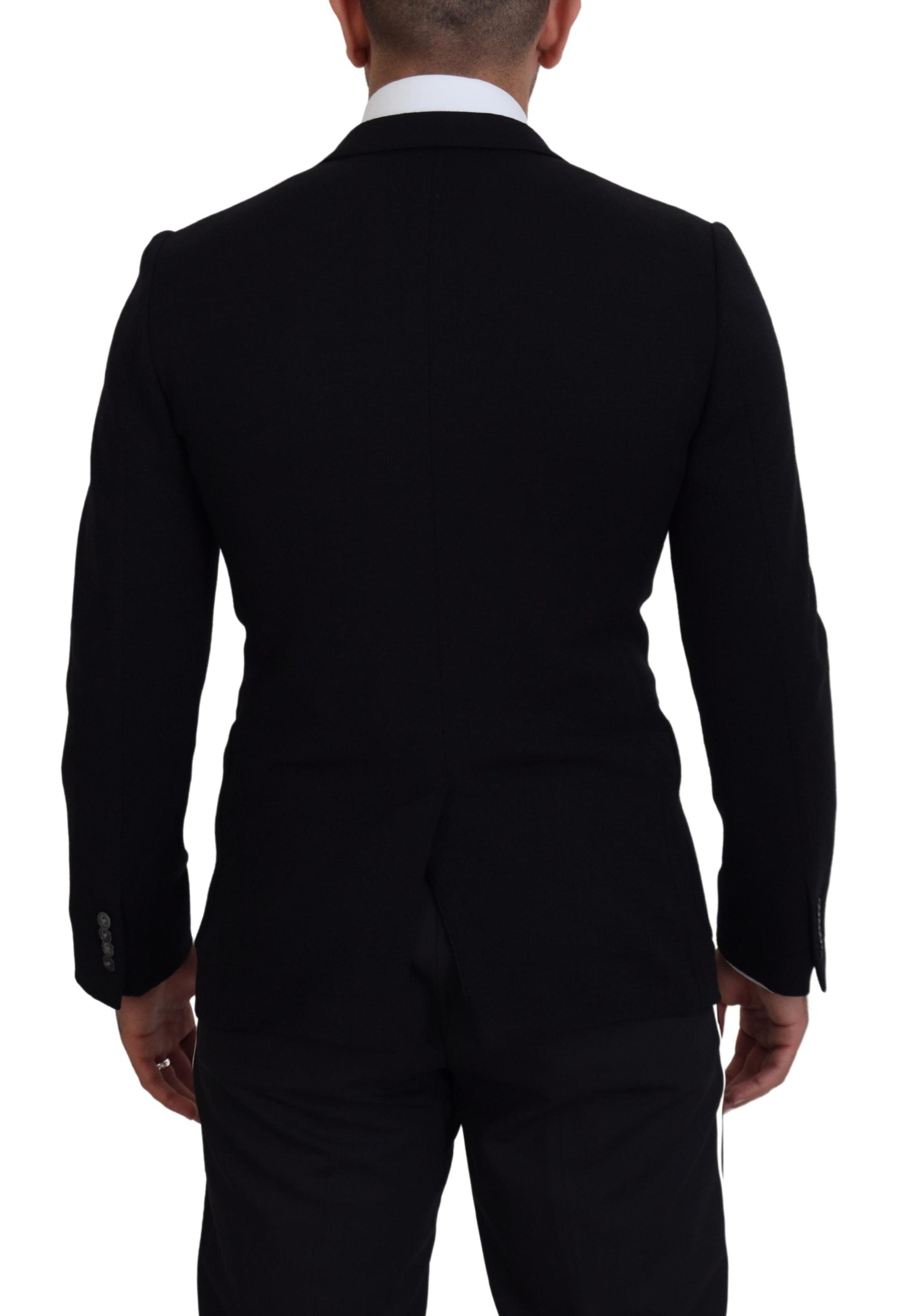 Veste de blazer Dolce & Gabbana en laine noire coupe ajustée avec couronne