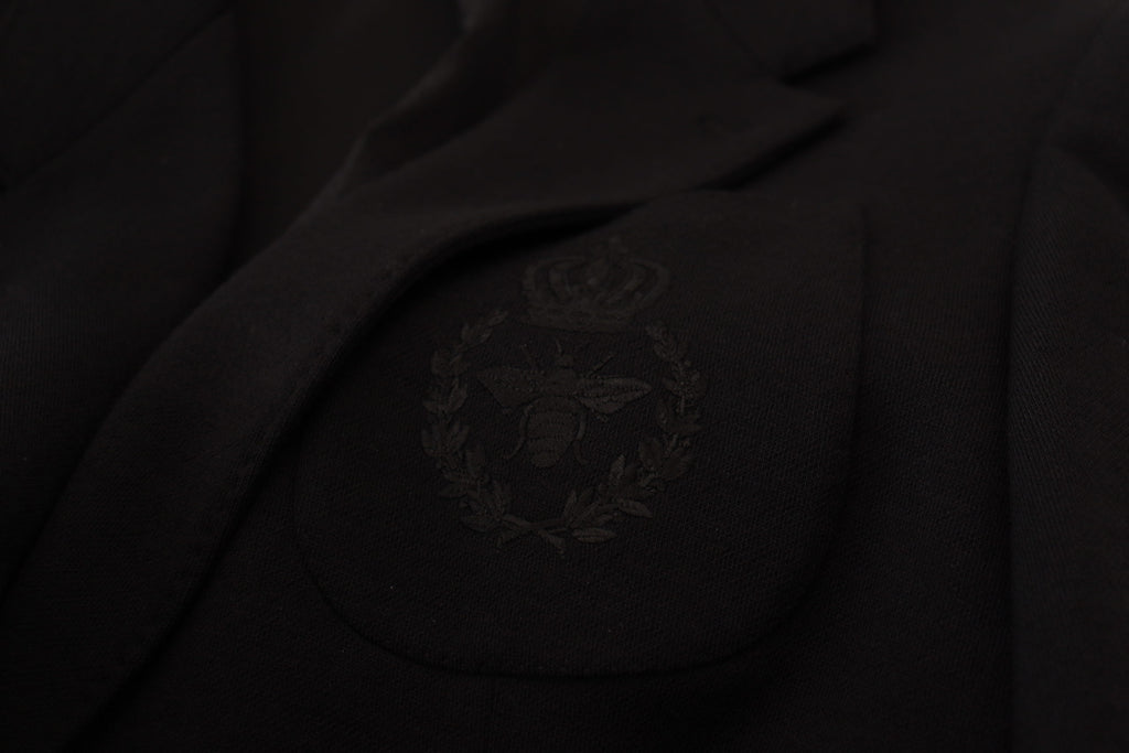 Veste de blazer Dolce & Gabbana en laine noire coupe ajustée avec couronne