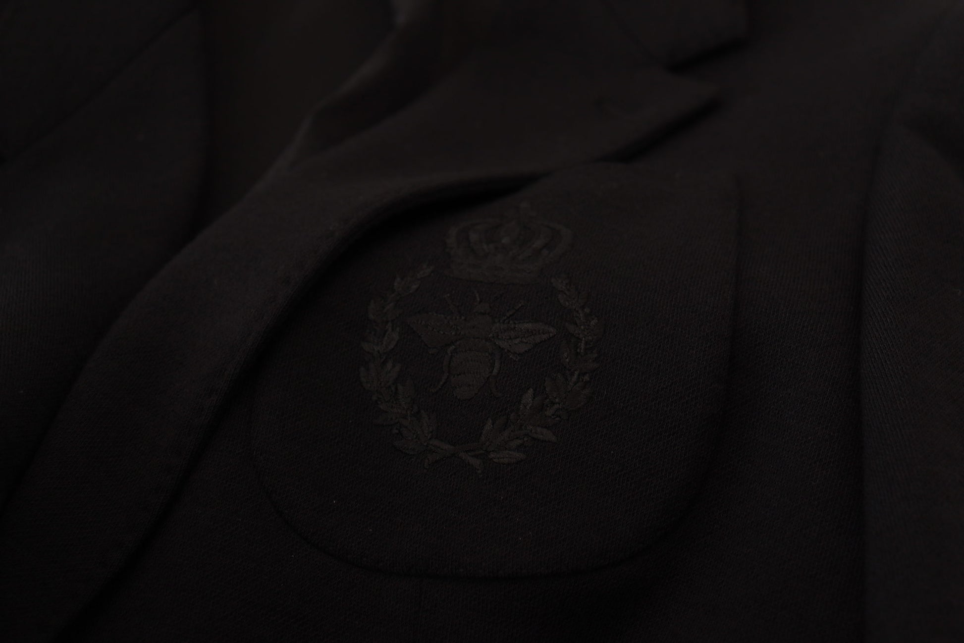 Veste de blazer Dolce & Gabbana en laine noire coupe ajustée avec couronne